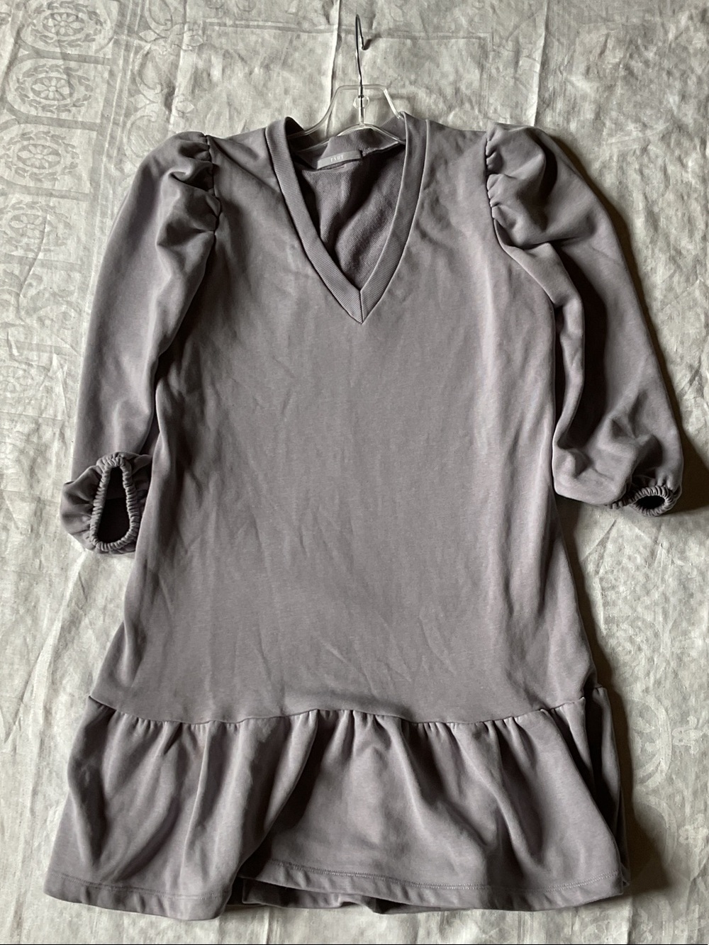 Tart Puff Sleeve V-Neck Drop Waist Dress in Dusty Lilac